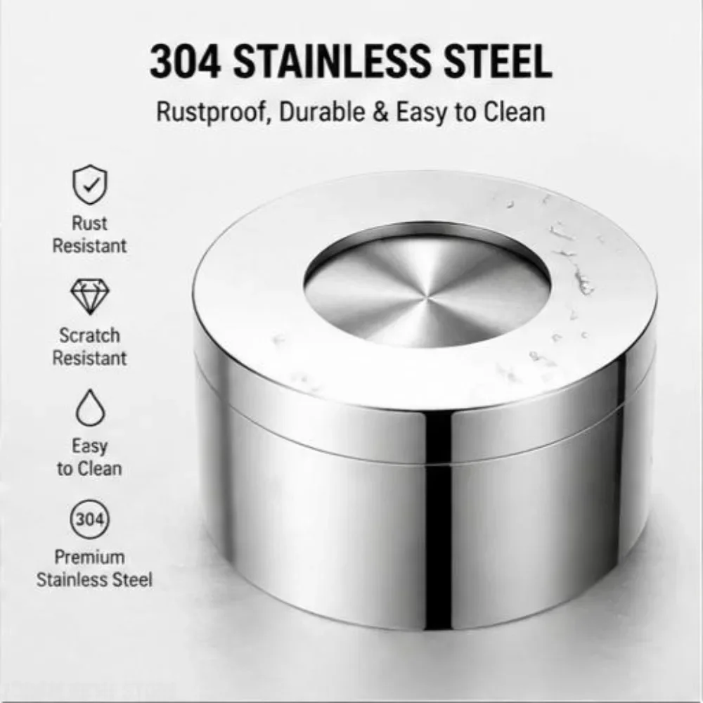 Rotating Stainless Steel Ashtray with Cover Portable Cigar Smoke Accessory Practical Home Tool Gift for Men Boyfriend