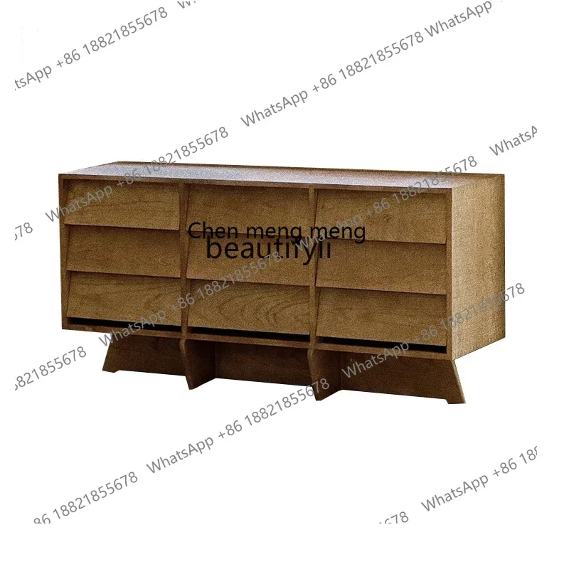 New arrive NNAll solid wood foyer, entrance cabinet, Japanese-style wabi sandy wind log side cabinet, living room storage locker
