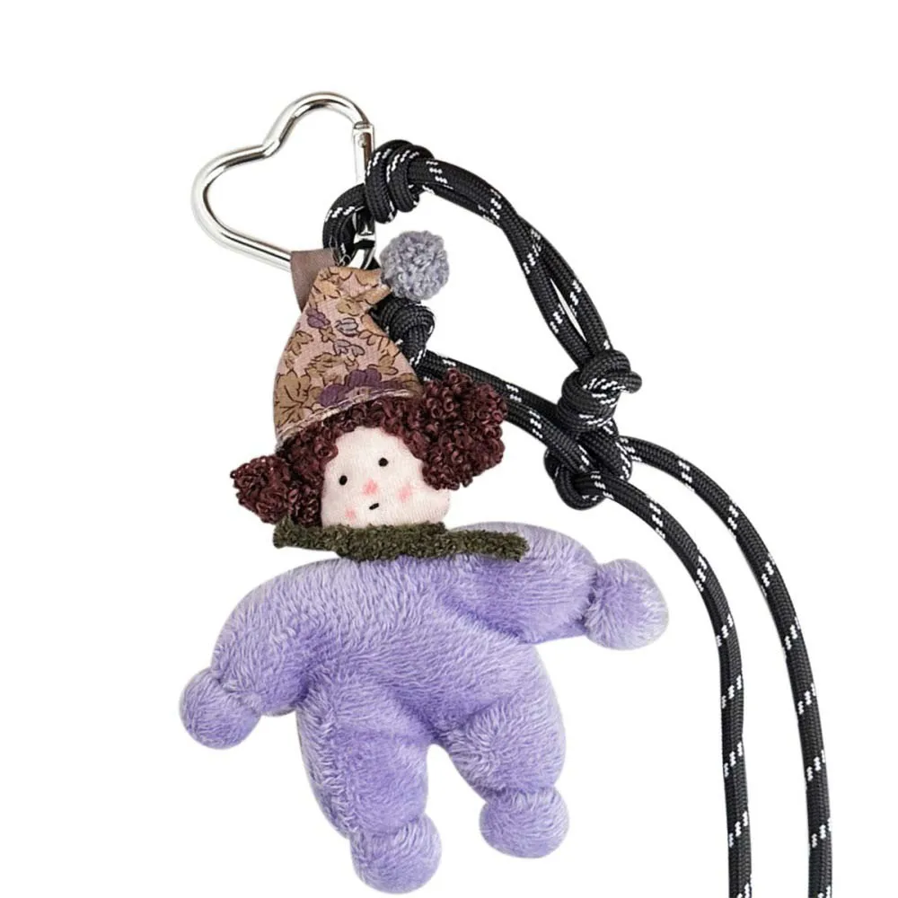 Korean Style Curled Girls Doll Pendant Decoration Car Keyring Plush Curly Hair Doll Keychain Cartoon Plush Bag Hanging