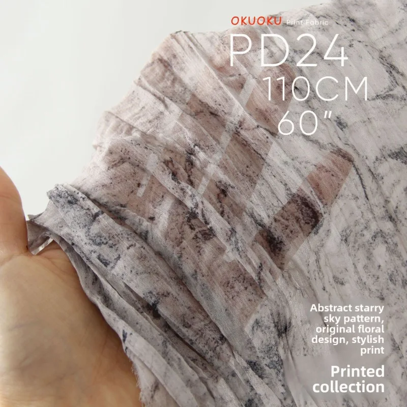 

Soft Thin Crushed Perspective Printed Fabric for Dress Shawl Veil Clothing Design Diy Cloth By The Meter Sewing Material