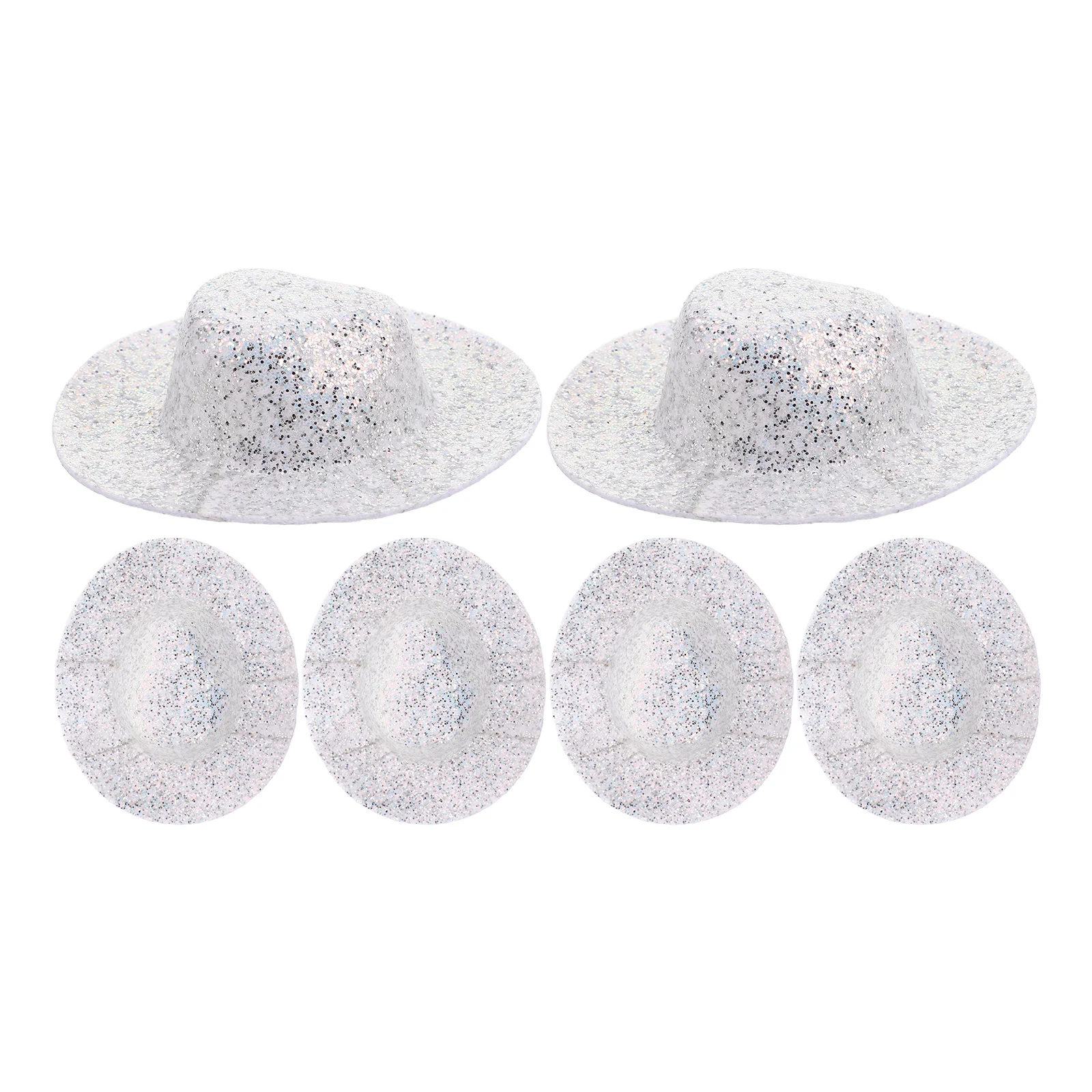 

6 Pcs Glitter Mini Denim Hat Cowboy Hats for Craft Miniature Decorative Cake Decors