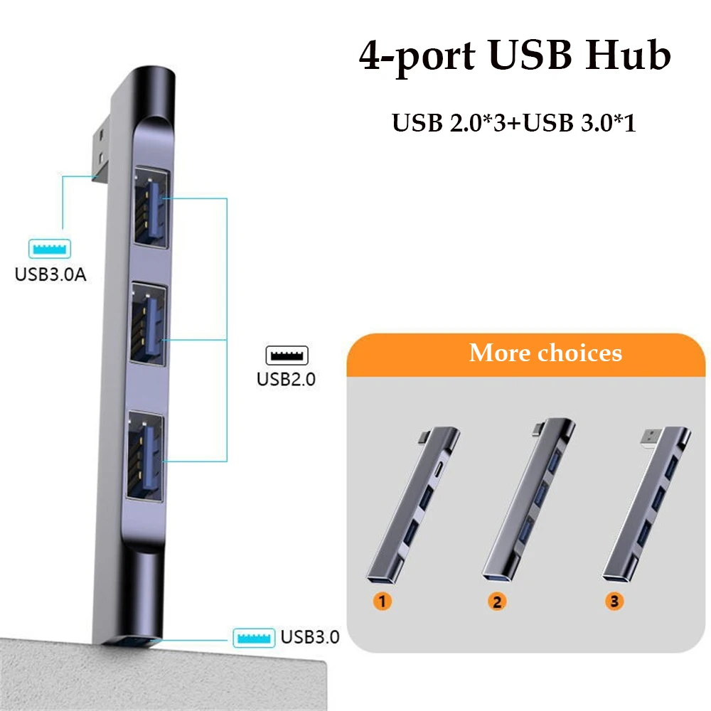 4 منافذ USB 3.0 Hub USB Hub عالي السرعة من النوع c الفاصل 5Gbps لملحقات جهاز الكمبيوتر متعدد المنافذ HUB 4 منافذ USB 3.0 2.0 #2