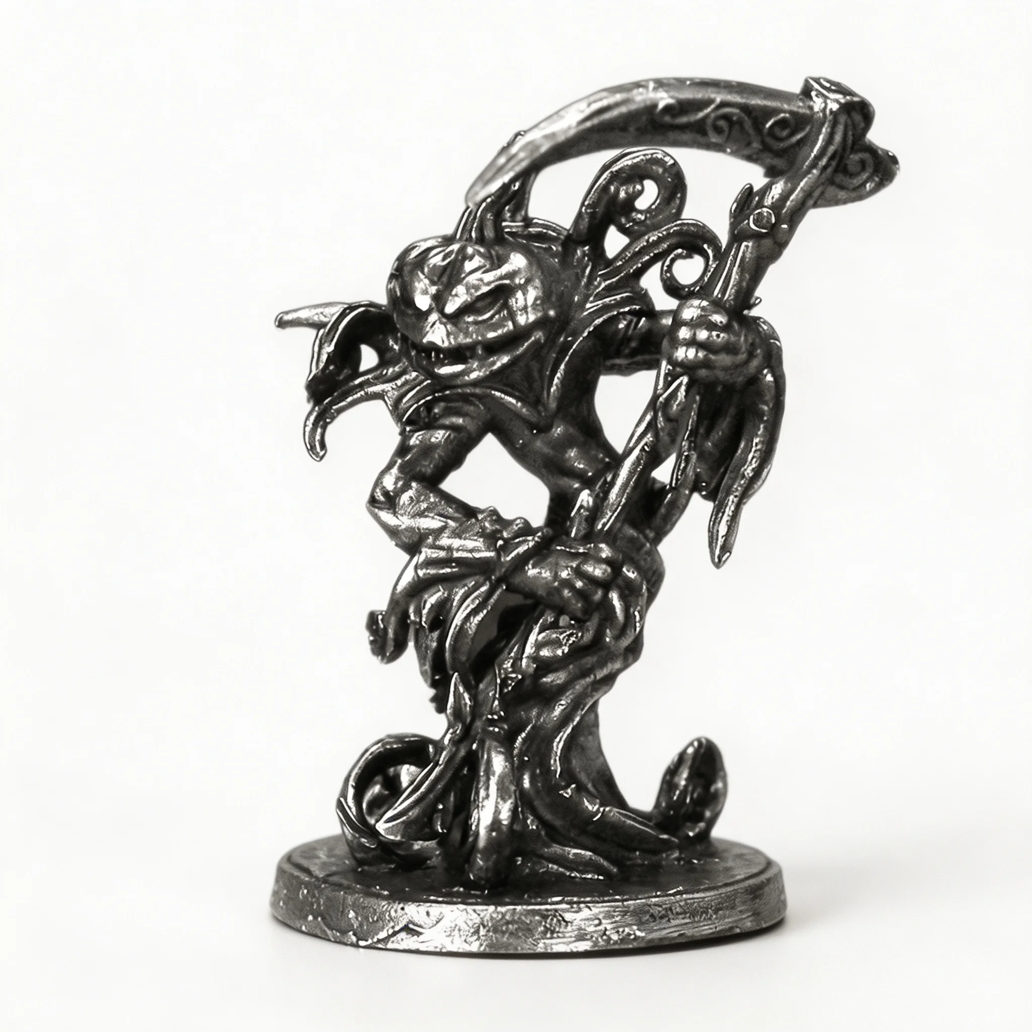 Metal Halloween Pumpkin Reaper Mini Soldier Figure Toy Tabletop Game Chess Piece Ornament