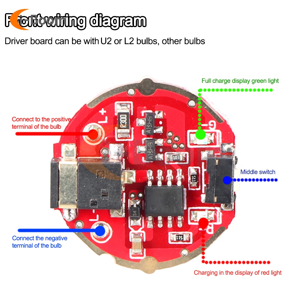 DC USB Charging Driver Board torcia L2 / U2 lampadina alimentazione scheda di alimentazione MCU IC luce regolabile IIntensity con indicatore