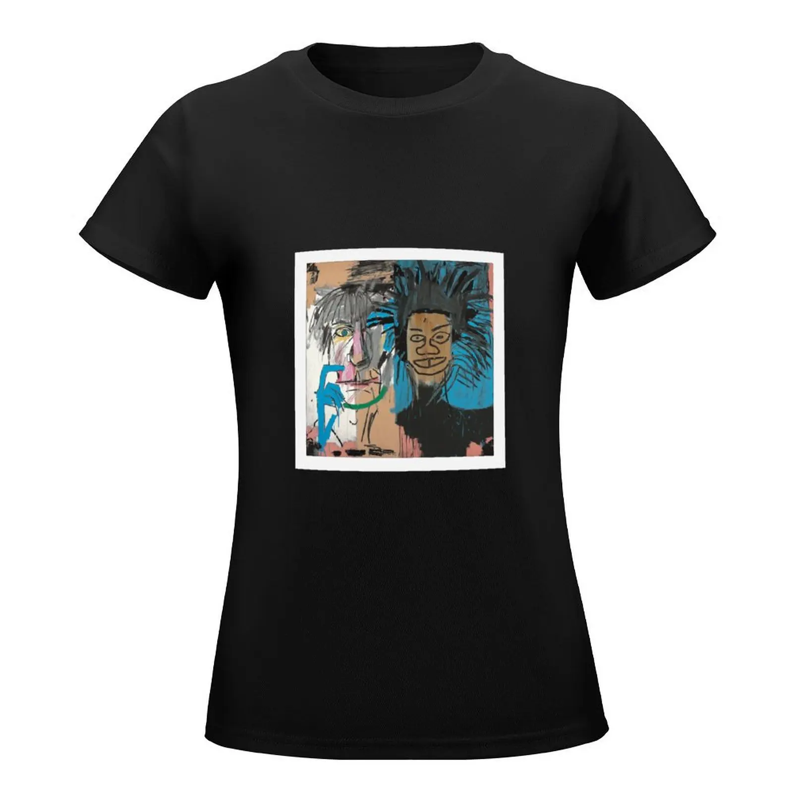 Collaboration jean-michel and warhol - painting T-Shirt oversized lady clothes Blouse anime clothes tshirts woman