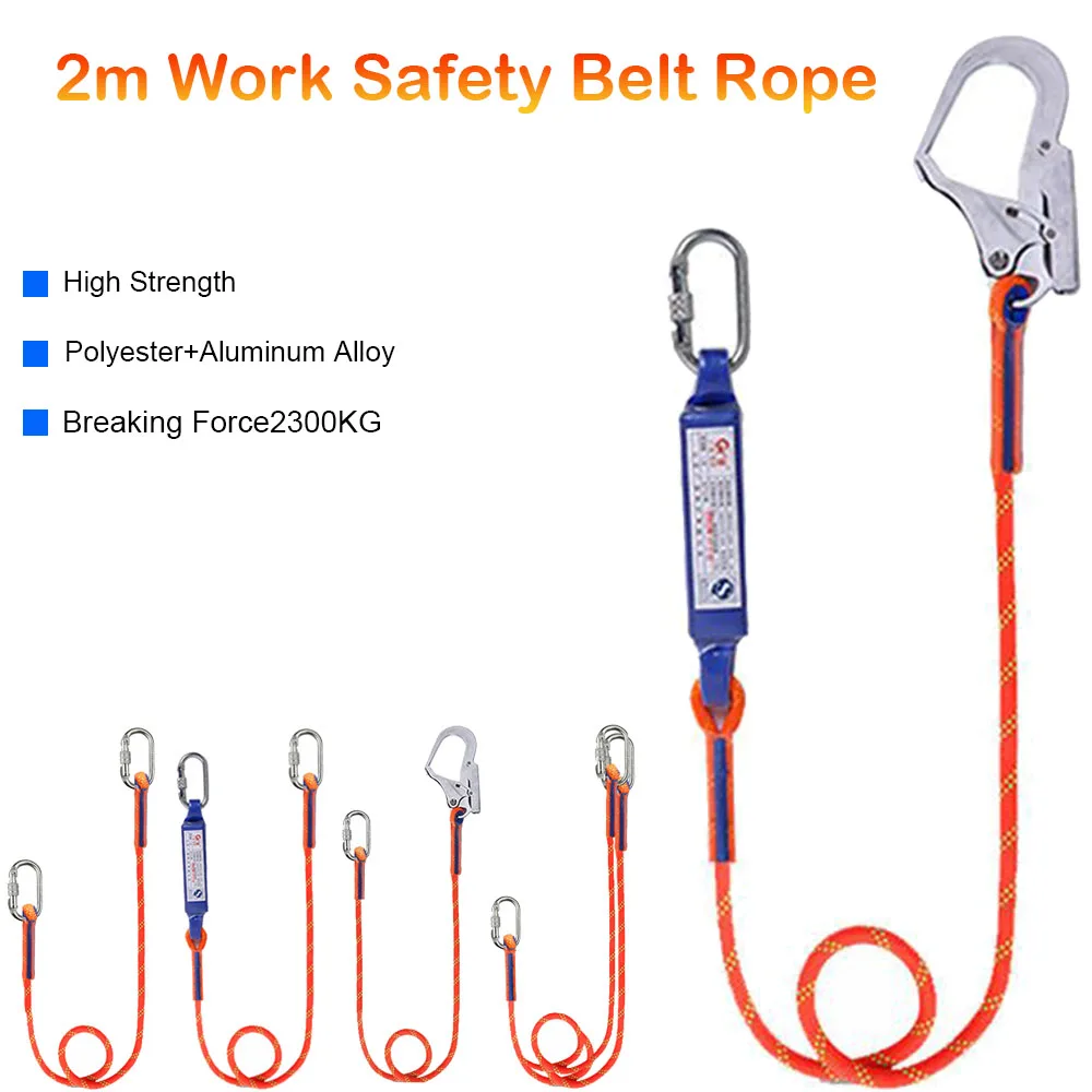 

23KN High Altitude Work Safety Belt Rope Hook Electrician Protective Safe Belt Rope Wear Resistant Anti Fall Buffer Safety Rope