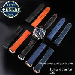 20mm 22mm Curved End Rubber Silicone Watch Band For Omega Seamaster 300 Speedmaster Watch Strap Brand Bracelet Blue Black Orange