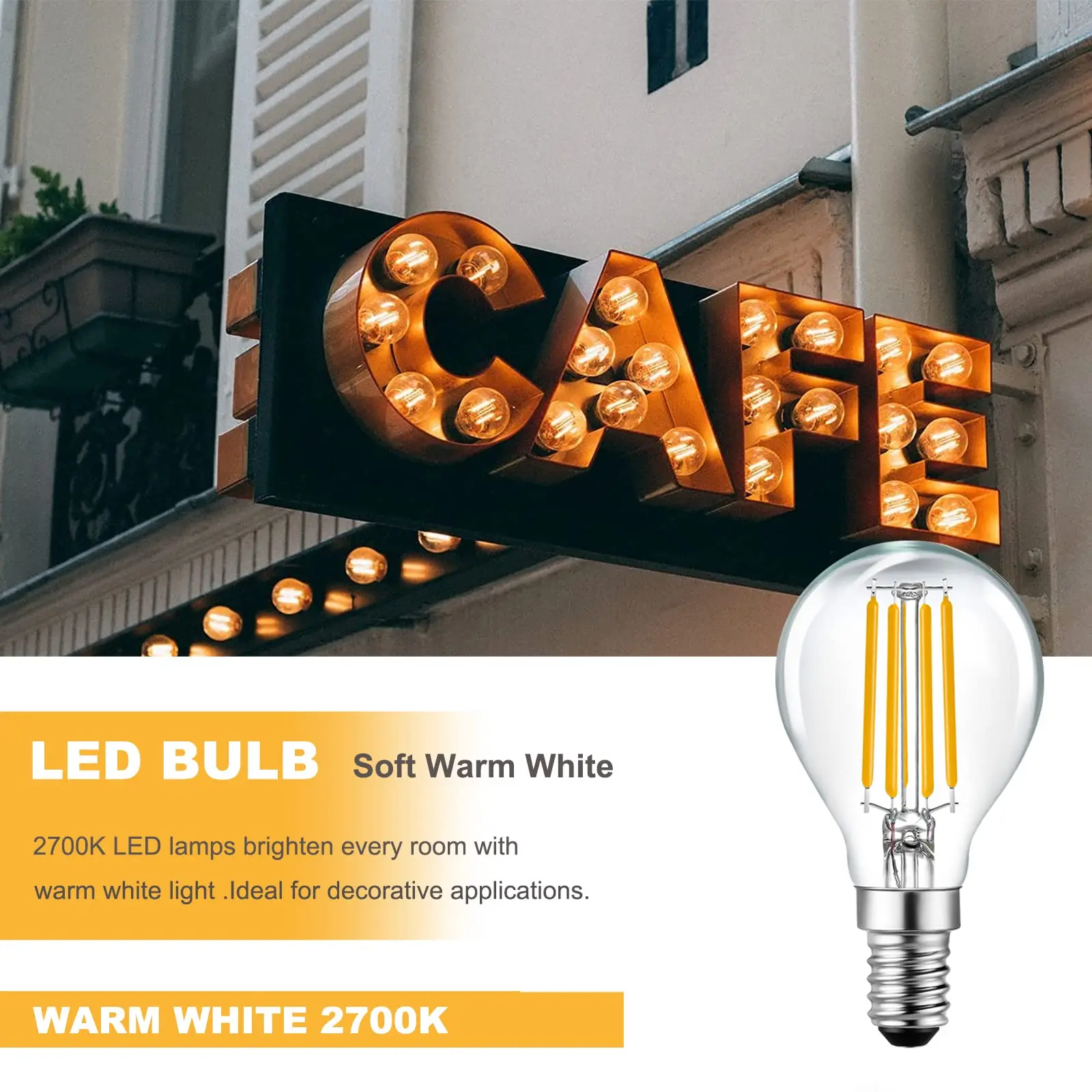 Retro Edison LED Globe Light Bulb G45 2W 4W 6W E14 2700K Dimmable Led Filament Bulb 220V for Garden String Pendant Light Decorat