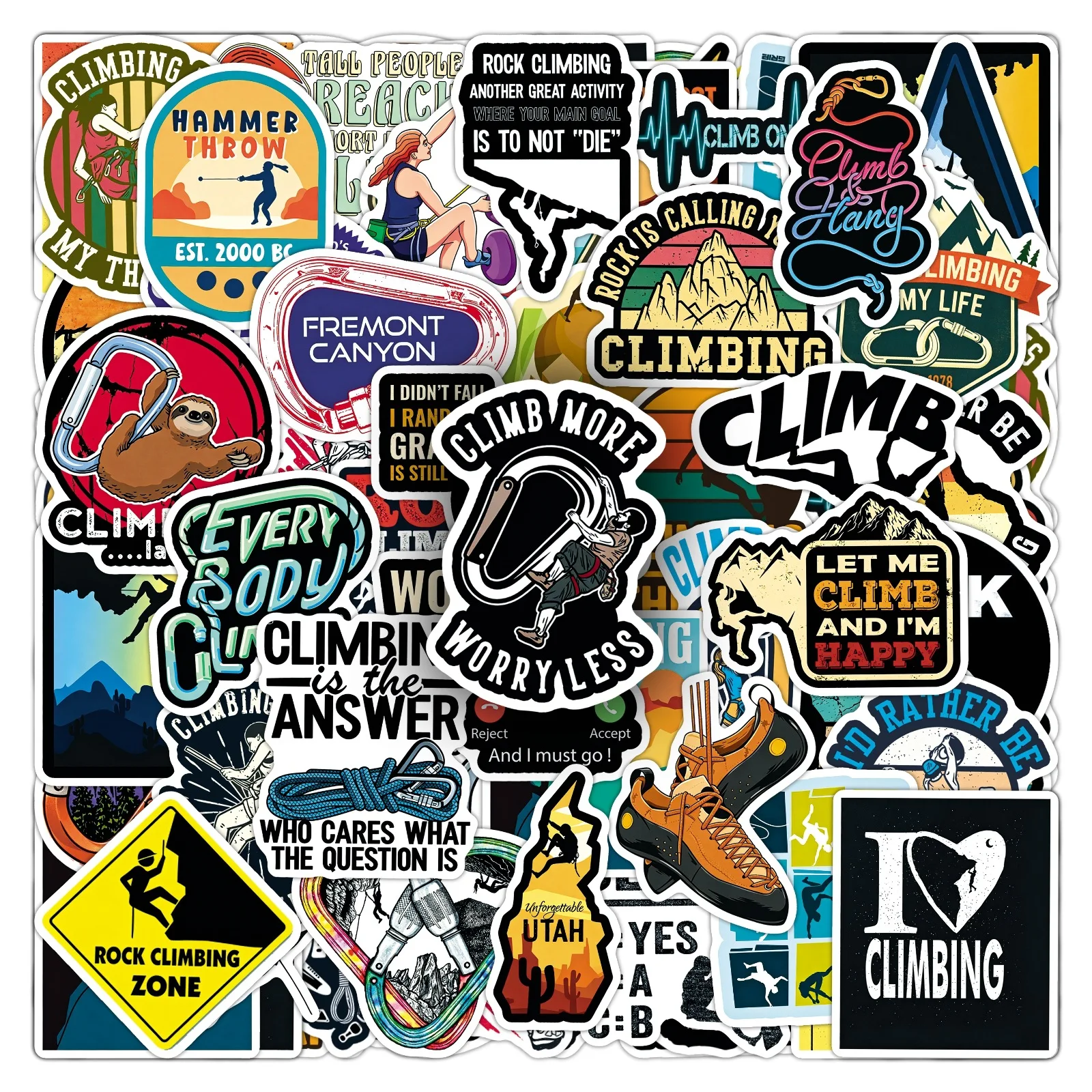 Outdoor Adventure Sports - 50 Adesivos de Escalada para Esportes