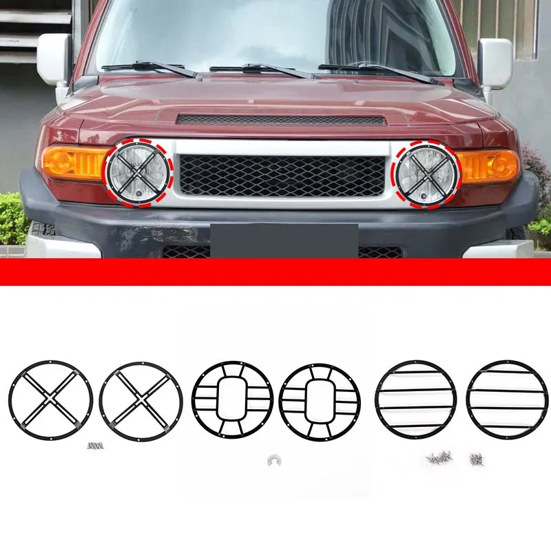 

Front Headlight Mesh Cover Headlight Protector Grill Carbon Steel Car Accessory For Toyota FJ Cruiser XJ10 GSJ10 GSJ15 2007-2021