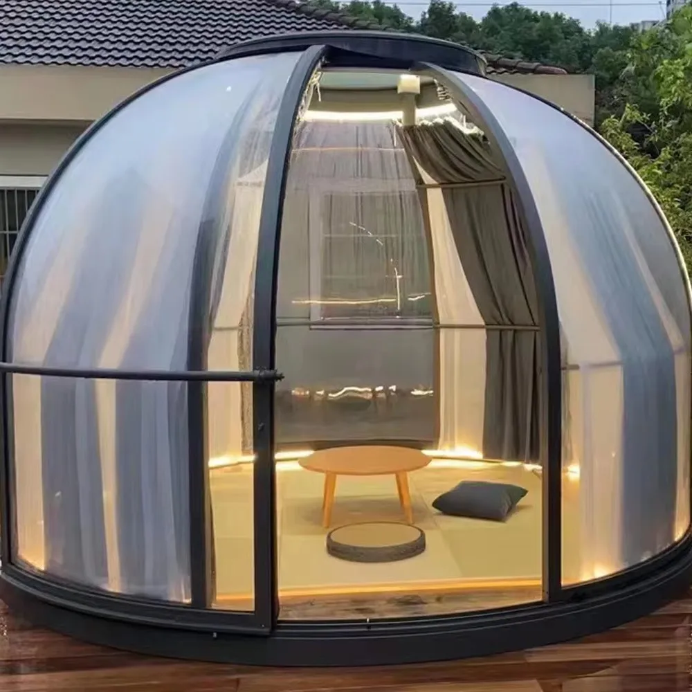 Chambre à bulles moderne, maison à bulles transparente d'extérieur, salle d'observation des étoiles - Tente à bulles gonflable de luxe avec structure en alliage d'aluminium