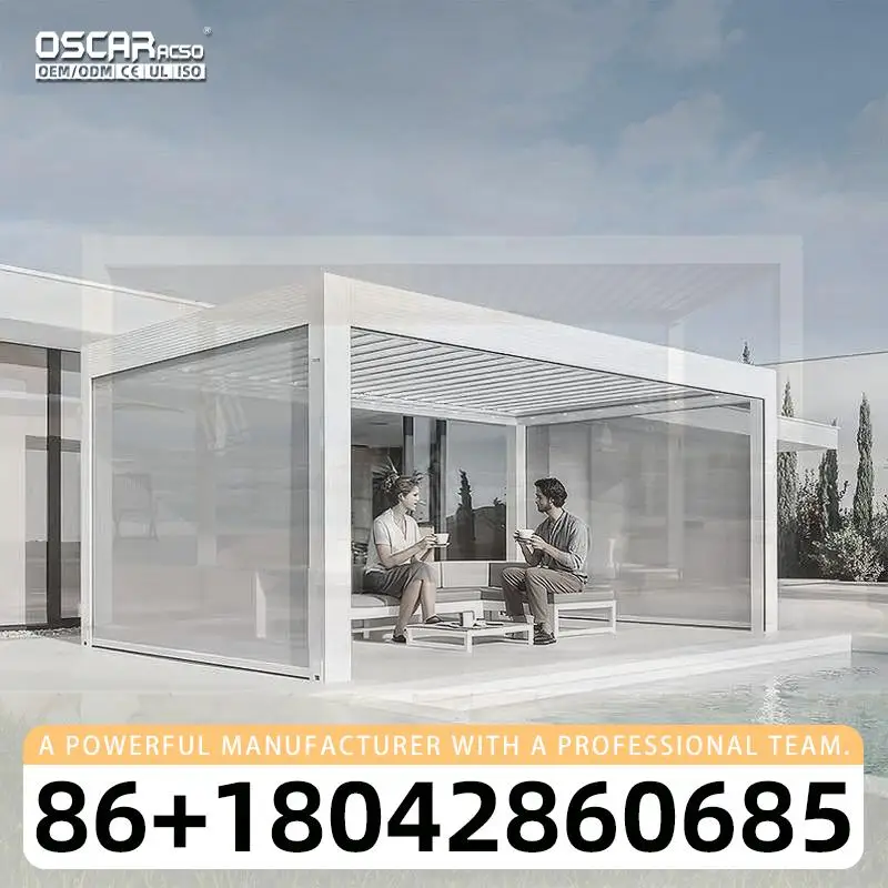 

Современная алюминиевая беседка-пергола нового дизайна с LED-подсветкой для сада, патио, пляжа