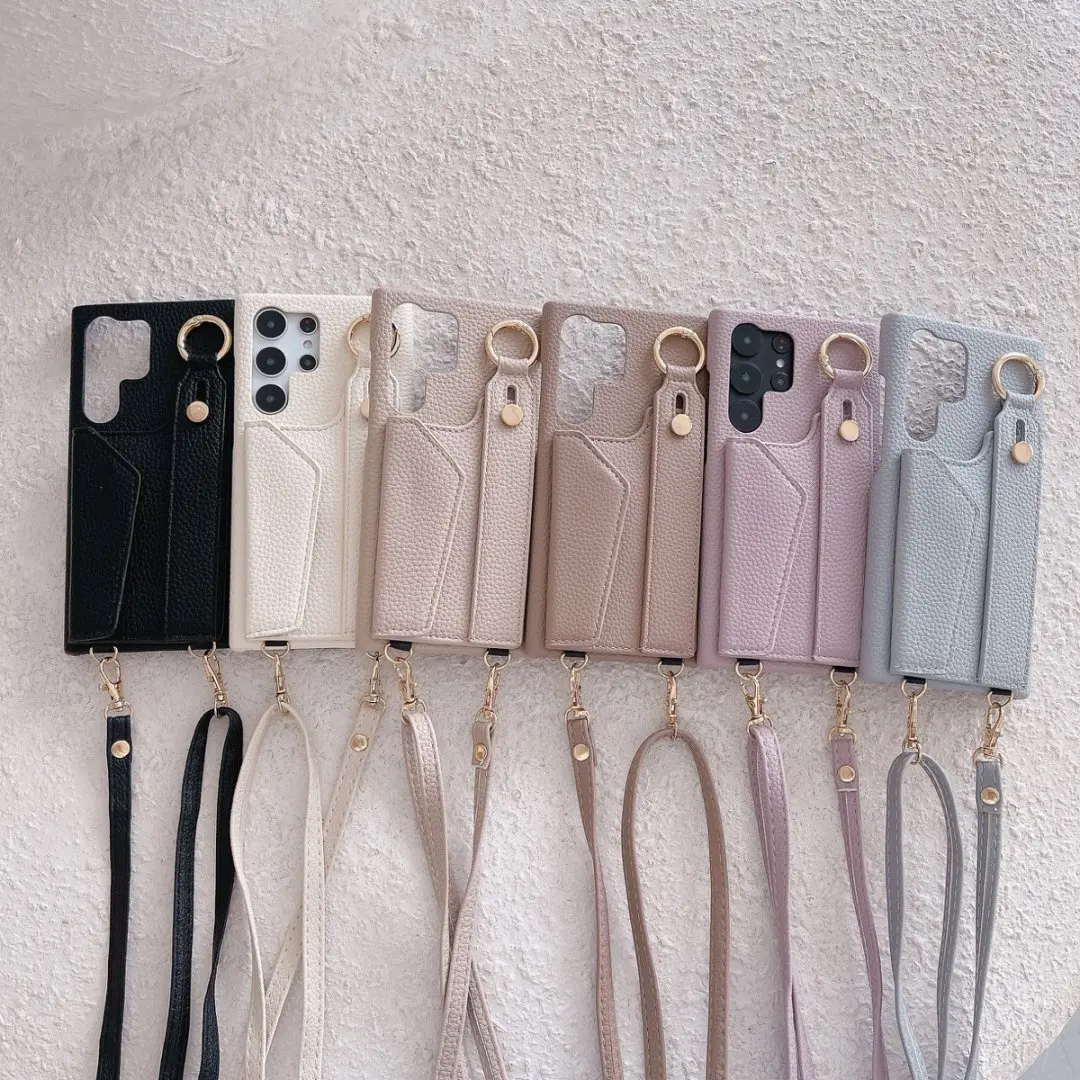 Wallet Shoulder Strap Phone Case for Samsung Galaxy S22 S23 S24 S25 S26 Ultra S26 Plus Lady Leather Card Pocket Lanyard Cover