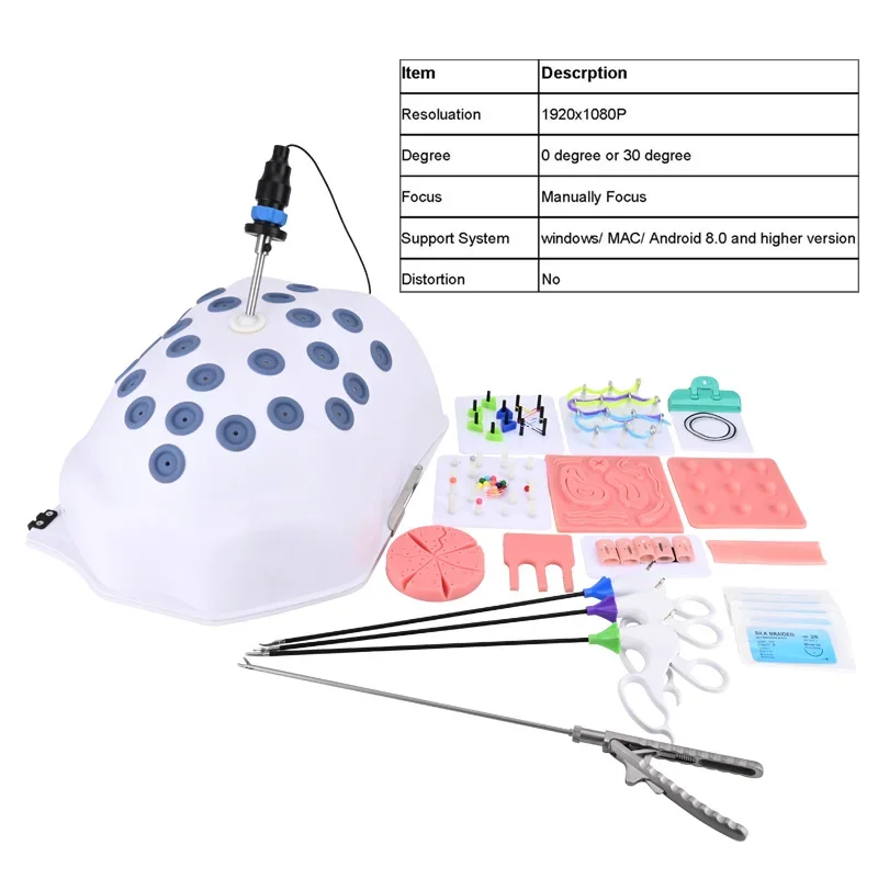 

GREATLH Laparoscopy Simulator Training Box Teaching Instrument with 0/30 Degree Camera Training Modules Practice Tools