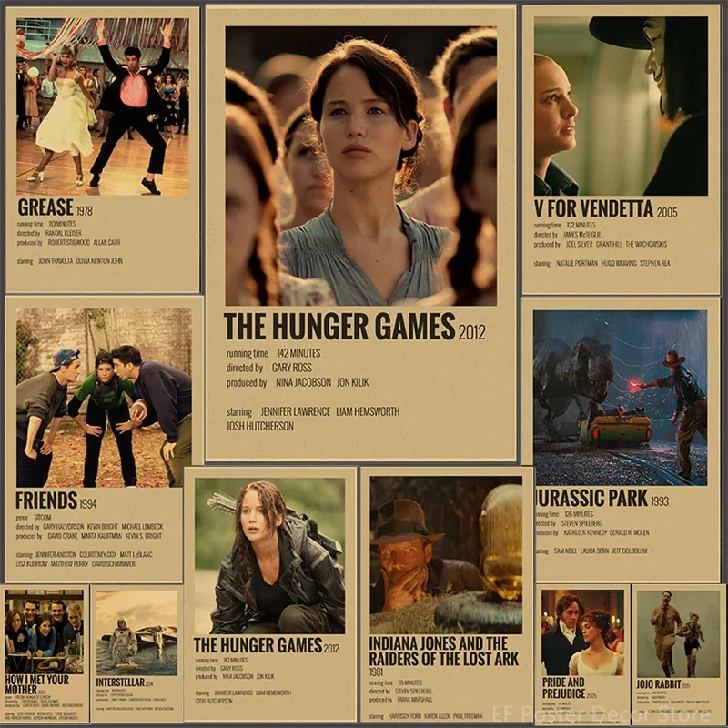 Affiche de série télévisée de Film, imprimés rétro, jeux de la faim, peinture du parc jurassique, Vintage, décoration murale d'art pour salle de maison, poste de cinéma