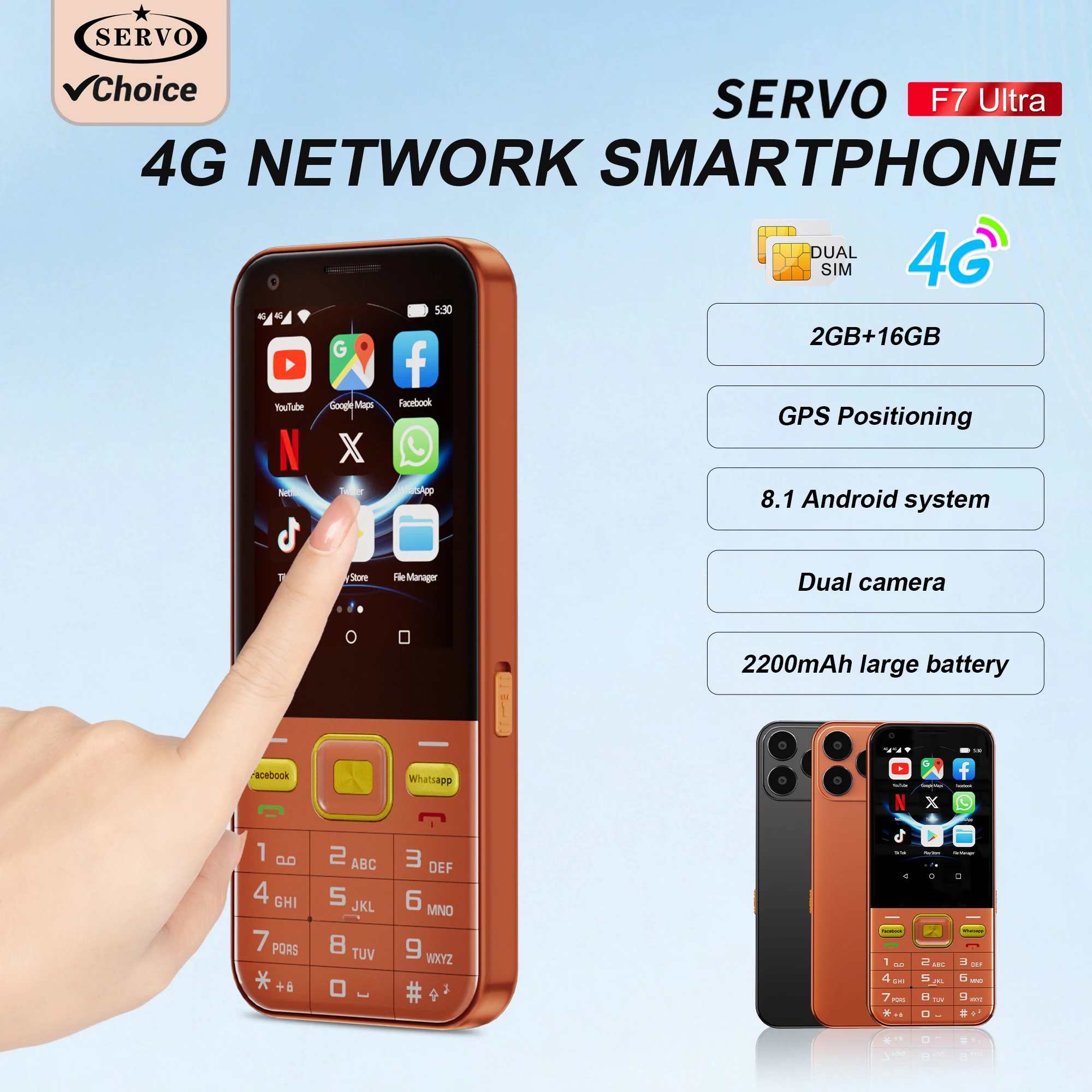 SERVO F7 Ultra Android Smartphone 4G Cellular 2.8