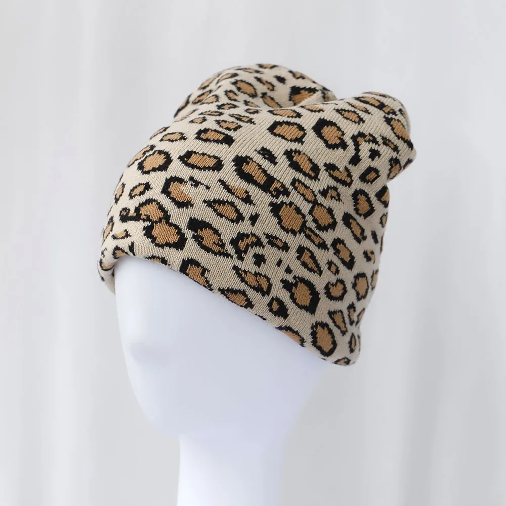 New Cartoon Leopard print Beanies Hat Men Winter Autunm Warm Knitted Bonnet Cap Soft Wool Skullies Beanies Caps Boys Gifts