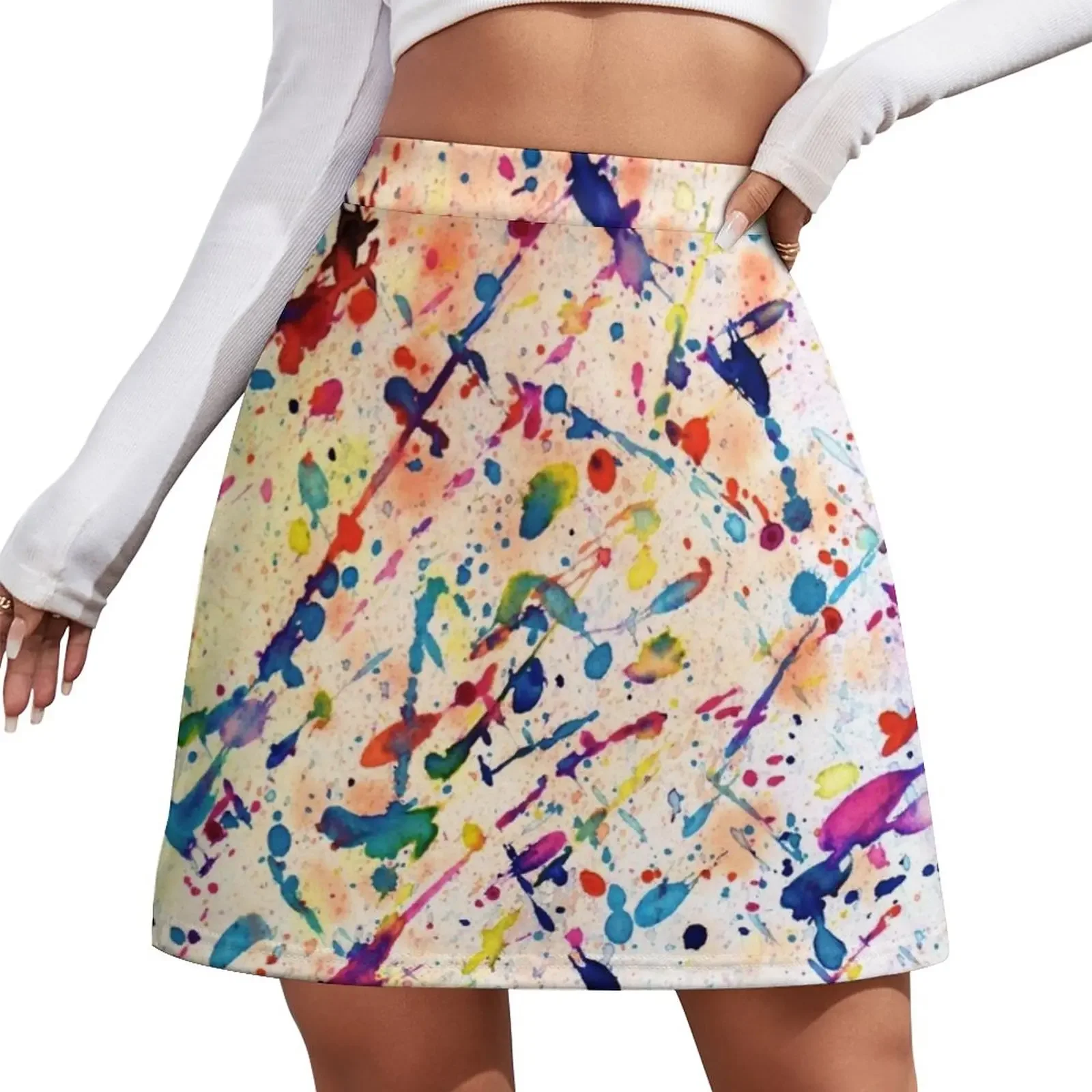 Rainbow Paint Spatter Mini Skirt new in dresses japanese kawaii clothes korean fashion