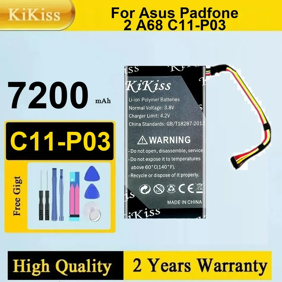 

Аккумулятор для планшета высокой емкости с быстрой зарядкой C11-P03 для Asus Padfone 2 A68 ПК 7200 мАч
