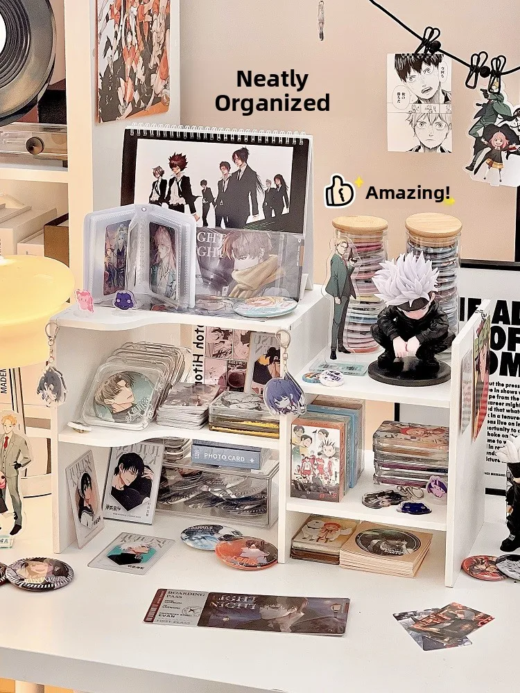 حامل عرض مكتبي وصندوق تخزين متعدد الطبقات لتنظيم الحبوب والزينة، تصميم بسيط لإظهار التماثيل النسائية