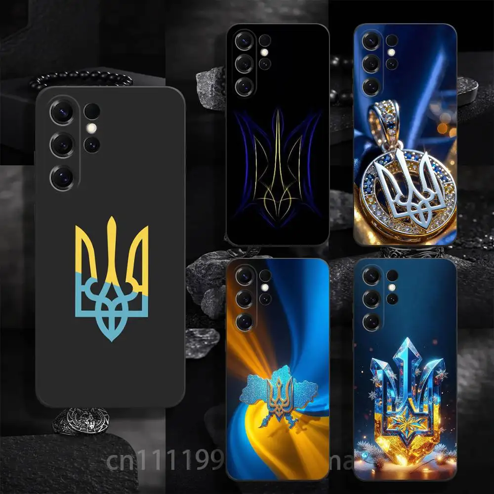 Tryzub Ukraine Phone Case For Samsung S22,S24,S20,S25,S23,S30,S21,Ultra,Plus,Soft Silicone Protective Shockproof Case