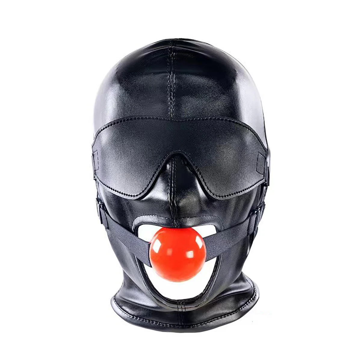 

Flirting Mask Fashion Women Men Adult Party Games Full Head Cosplay Costume of Sexy Black Leather Fetish Hood with Eye Mask