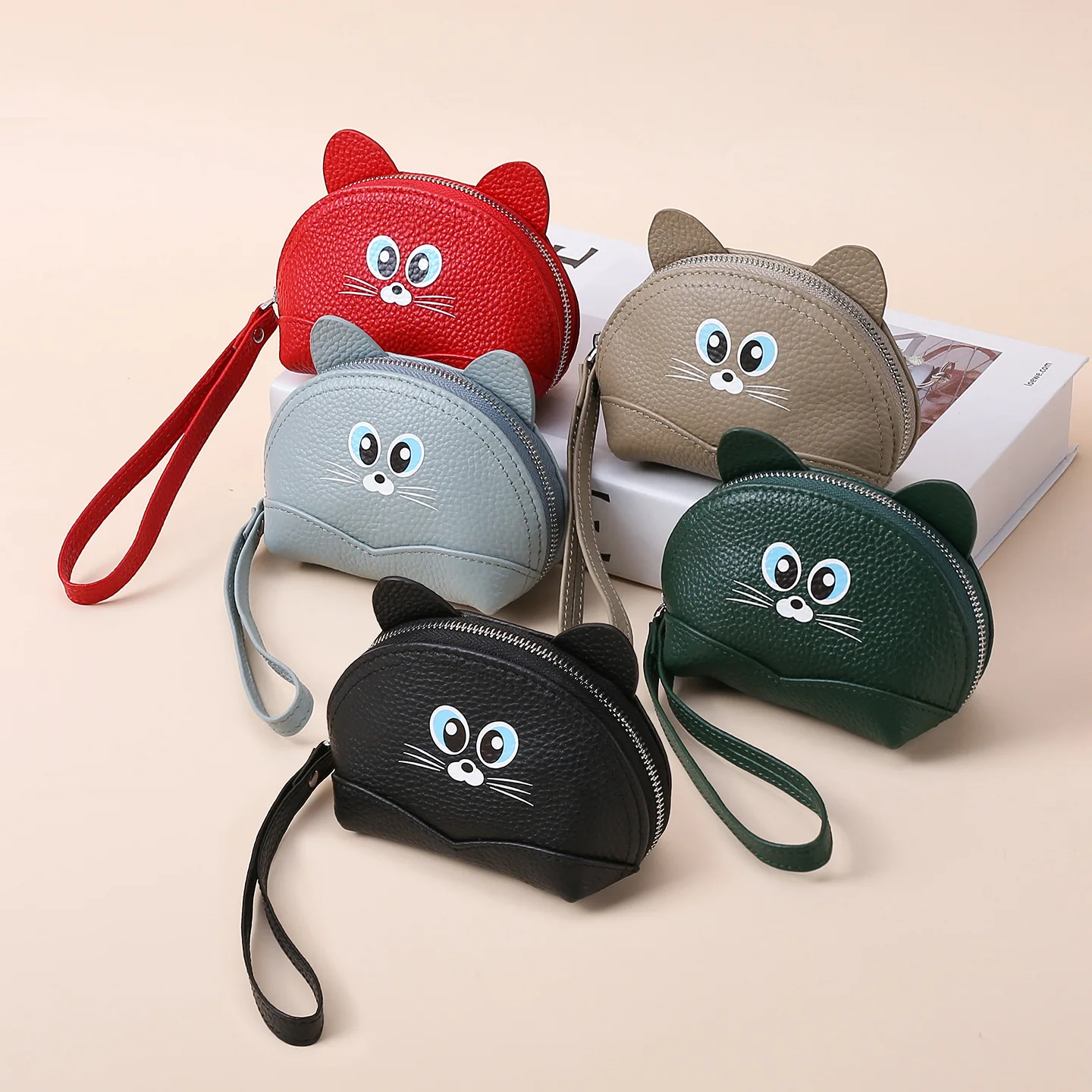 Cowhine ladies coin purse Detachable wrist strap coin pocket children student cute coin purse