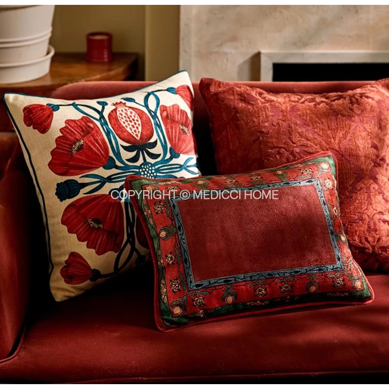 Medicci Home CD Style Inspired Vibrant Floral Decorative Cushion Cover  Stunning Maximalist Contemporary Throw Pillow Case 45x45