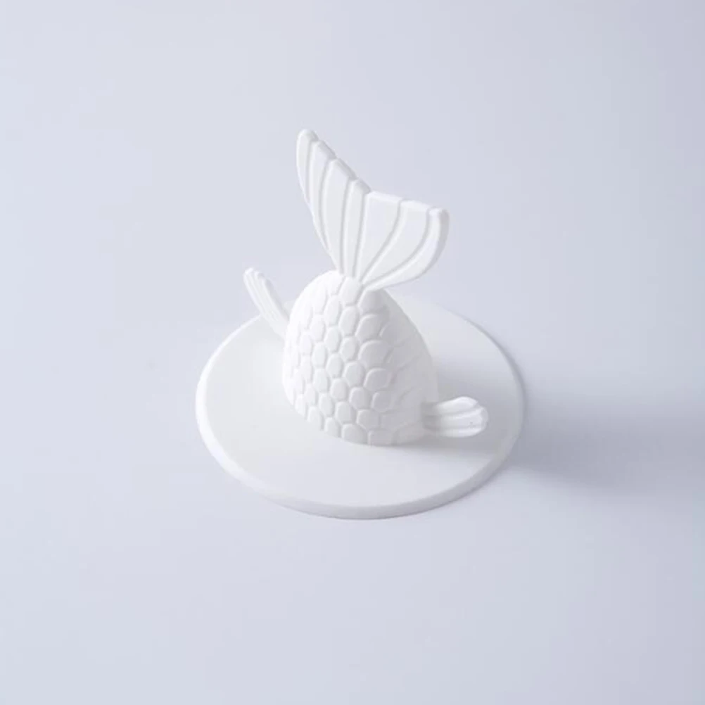 

Fishtail Shape Floor Drain Sink Plug White Size L Strong Adsorption Anti-Odor Drain Cover For Kitchen Bathroom Laundry