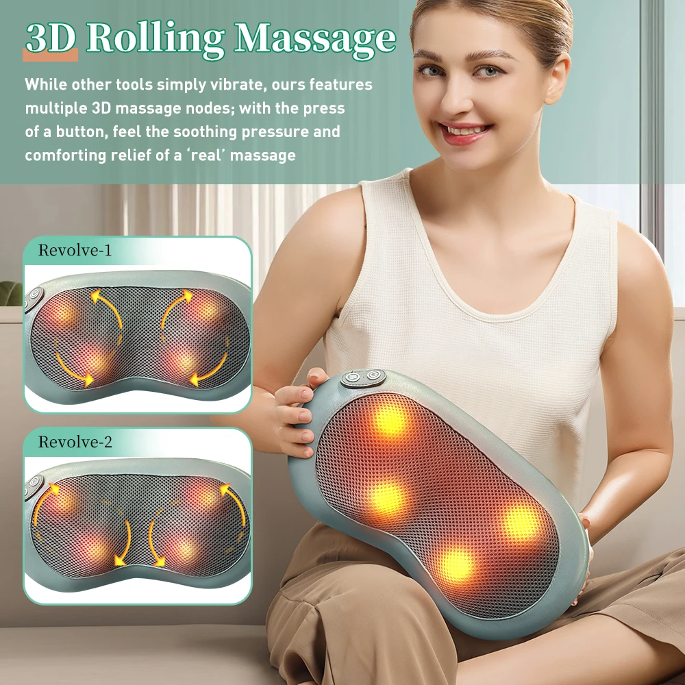 

Neck Massager Back Massager with Heat for Relax Shiatsu Electric Deep Tissue 3D Neck Shoulder Massage Pillow mother's day gifts