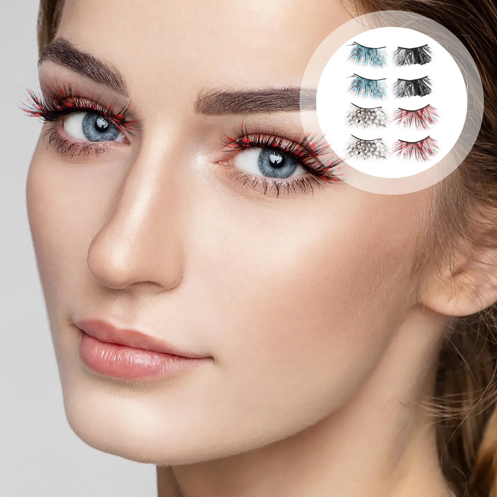 

4 Pairs Fake Eyelashes False Set Color Halloween Performance Dense Makeup Dramatic