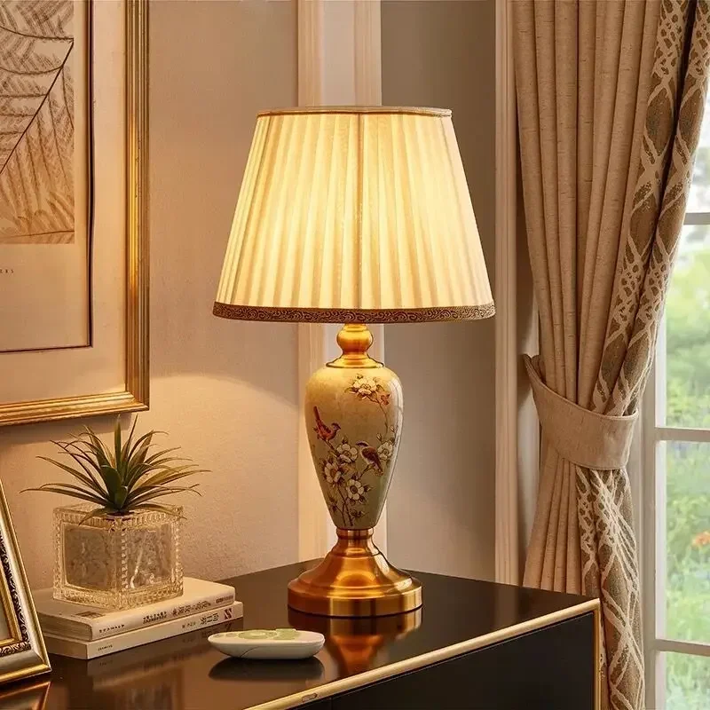 DORIAN Modern Ceramics Table Lamp LED Creative Dimming Remote Control Desk Light for Home Living Room Bedroom Bedside