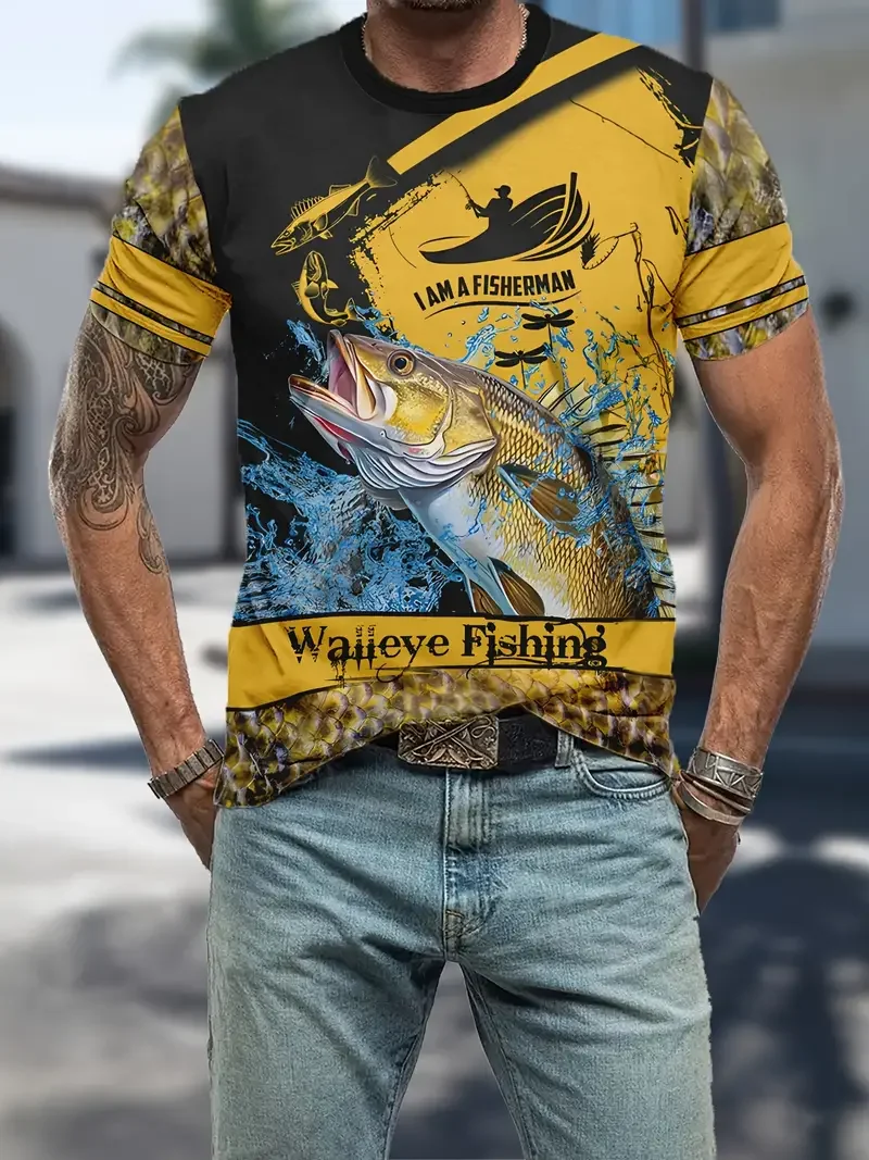 Fashion 3D Carp Fishing Men's Women's Summer Street Shirt Trendy All Game O-Neck Short Sleeve Oversized Men's T Shirt