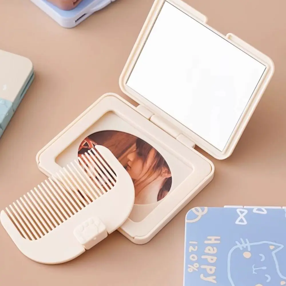 High Quality High Grade Mirror Set Plastic Wear-resisting Cosmetic Mirror Portable Durable Mirror Comb Integrated