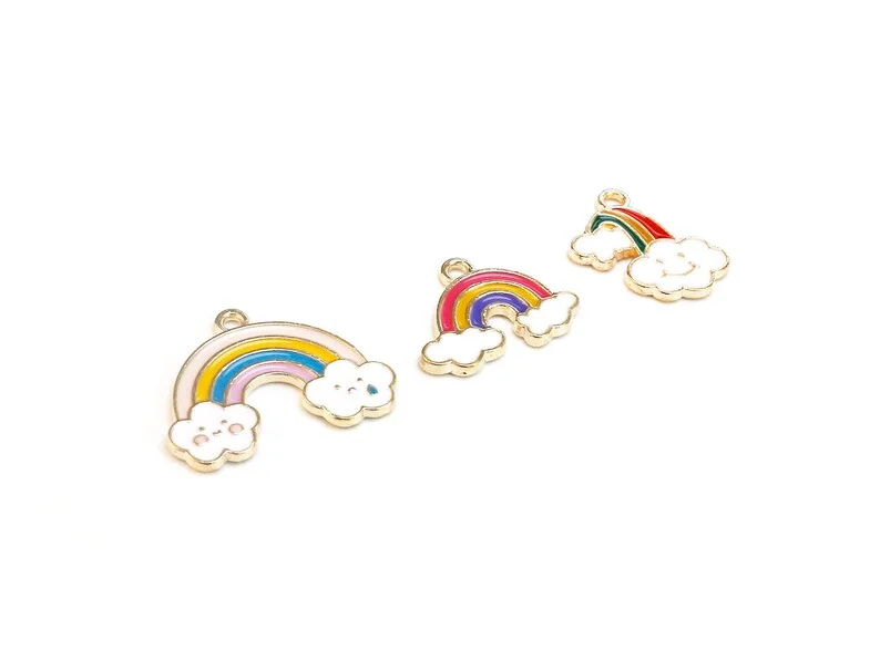 

10pcs Enamel Rainbow Charm, Rainbow Earring Charms, Bracelet Charms, Gold Tone, Earring Findings, Jewelry Making DY80