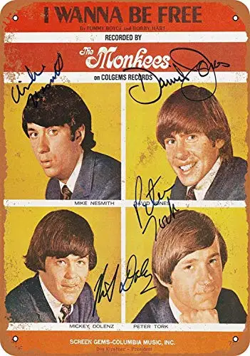 Fsdva Metallschild – The Monkees I Wanna Be Free – Retro-Wanddekoration, Heimdekoration