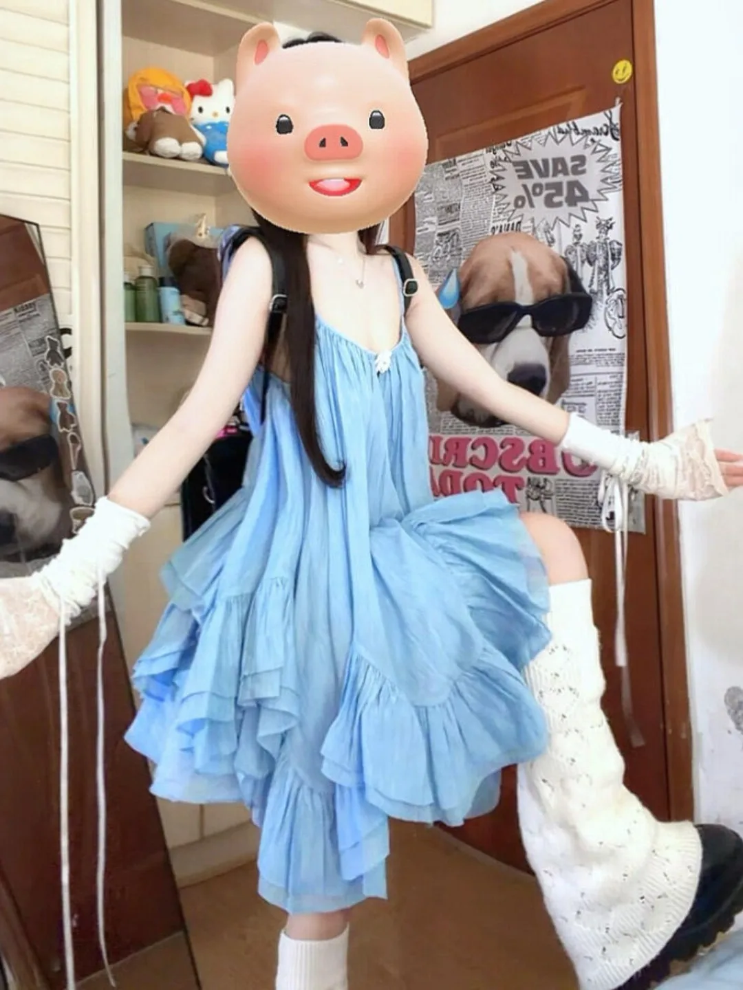 Youthful Summer Outfit Set Unique Miniature Beautiful Halter Top Skirt Two-Piece Set Comfortable V-Neck Sleeveless Cotton Blend