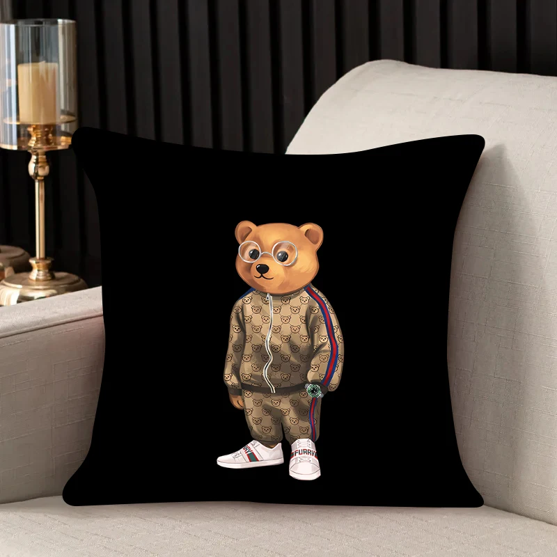 Pillow case Bear brand design Double-sided Printed Sofa Cushion Cover Headrest Backrest Chair Cushion Cover Fashion Custom Gift