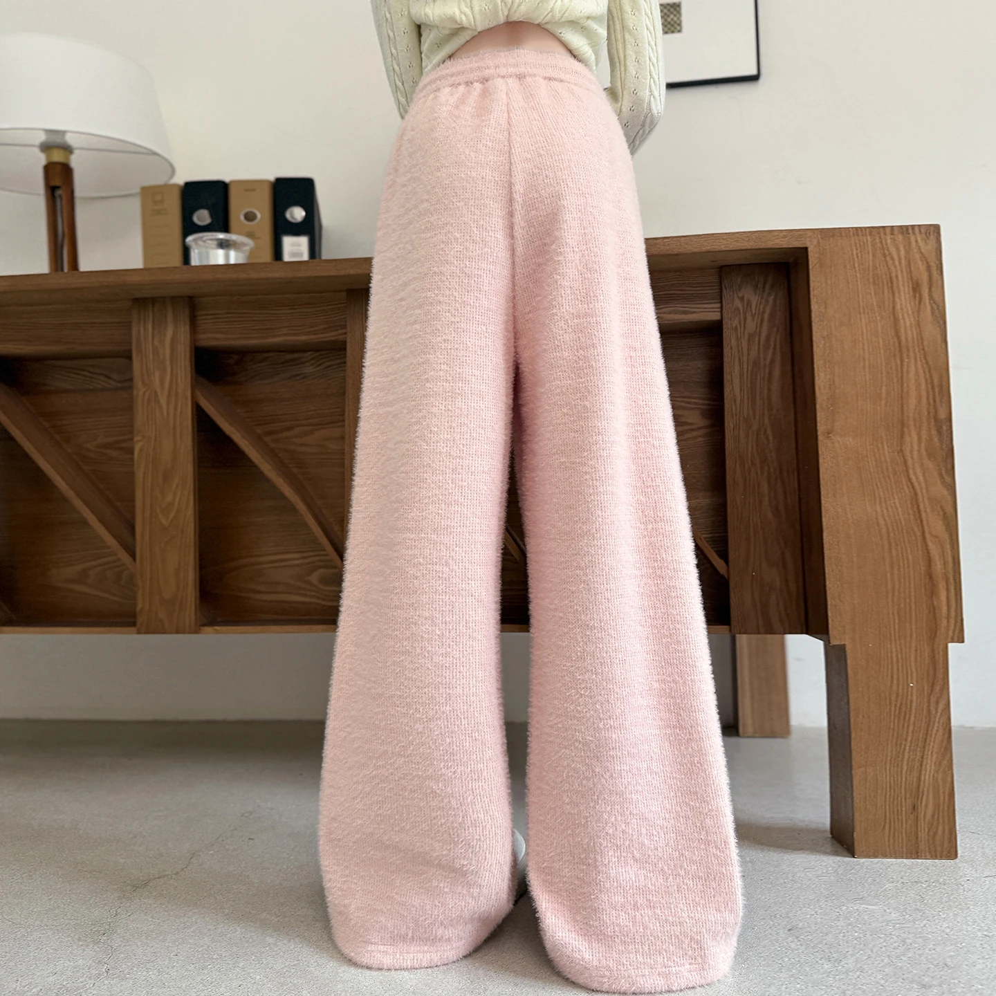 Child Fleece Sweatpants Winter Beige 3D Embroidery Cute Puppy Pants Y2K Japanese Harajuku 2000s Style High Street Retro Pants