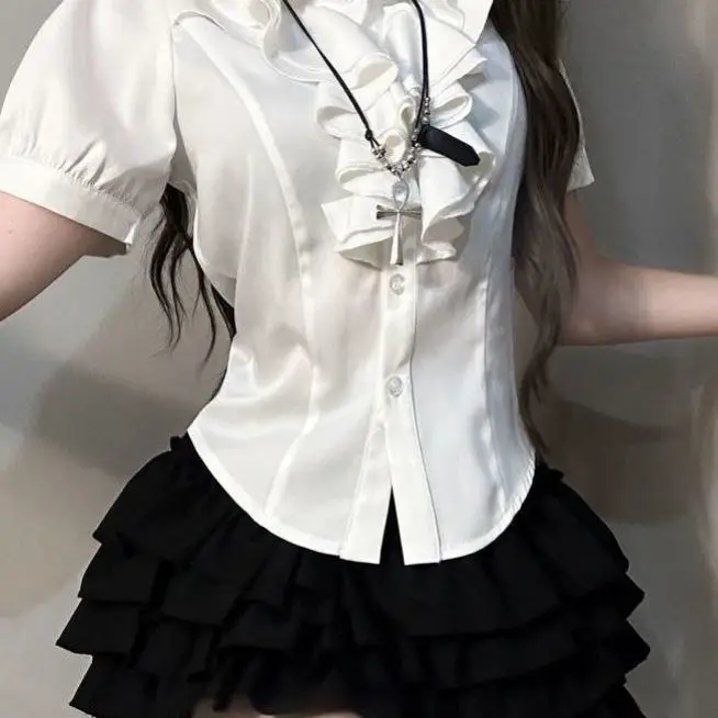 Jupe ort taille haute bouffante f-longueur Ballet Sle Y2K minceur gâteau conception printemps été Faion Version coréenne étudiant U...