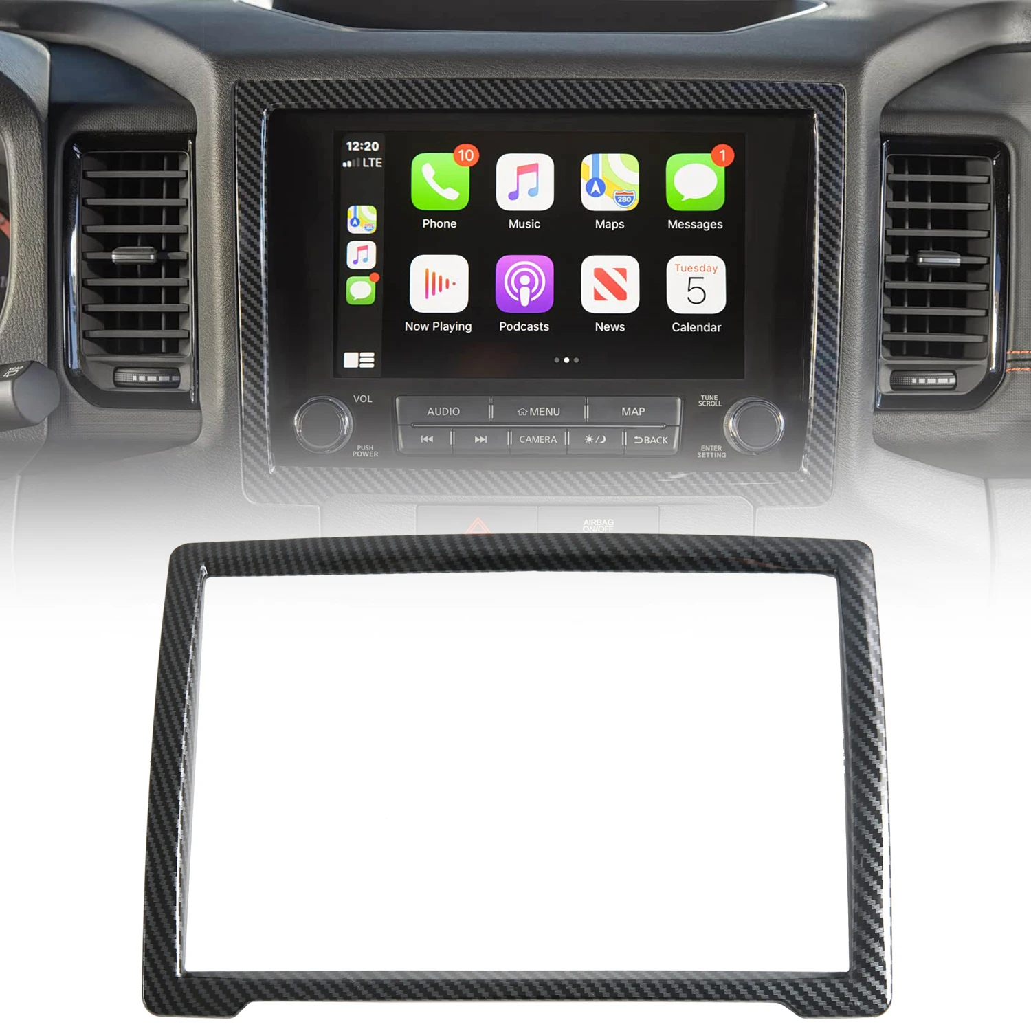 

For Nissan Frontier 2022 2023 2024 Dashboard Console Navigation Panel Trim ABS Carbon Fiber Grain Car Interior Accessories