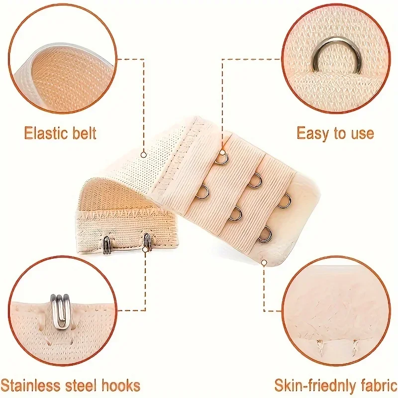 12 pcs tretch Bra Buckle Extension, 2/3/4 Hook Buckle Bra Adjustment Back Buckle Underwear Row Buckle image 3