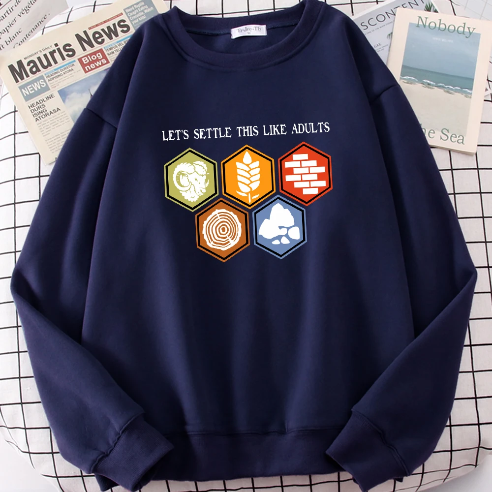 Let’S Settle This Like Adults Pattern Women Sweatshirt Autumn Hip Hop Pullovers Comfortable Sweatshirts Soft Fleece Sportswears