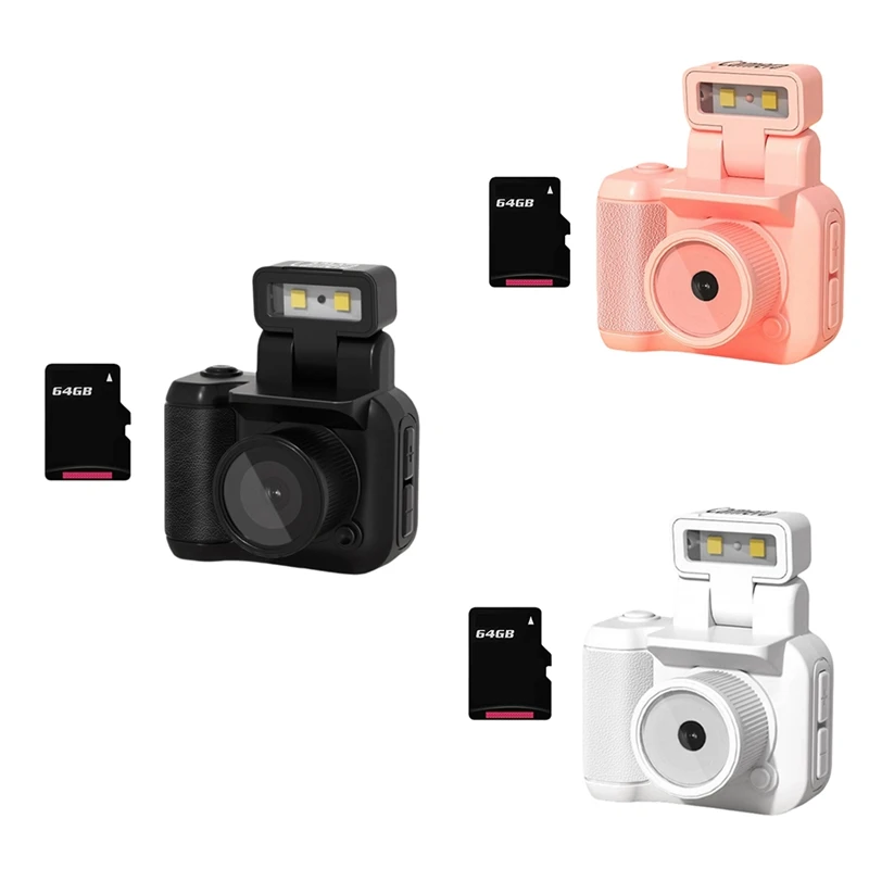 

Mini SLR Style Camera Cmos 64GB With Flash Light And Charging Dock Portable Video Recorder DV 1080P With LCD Screen