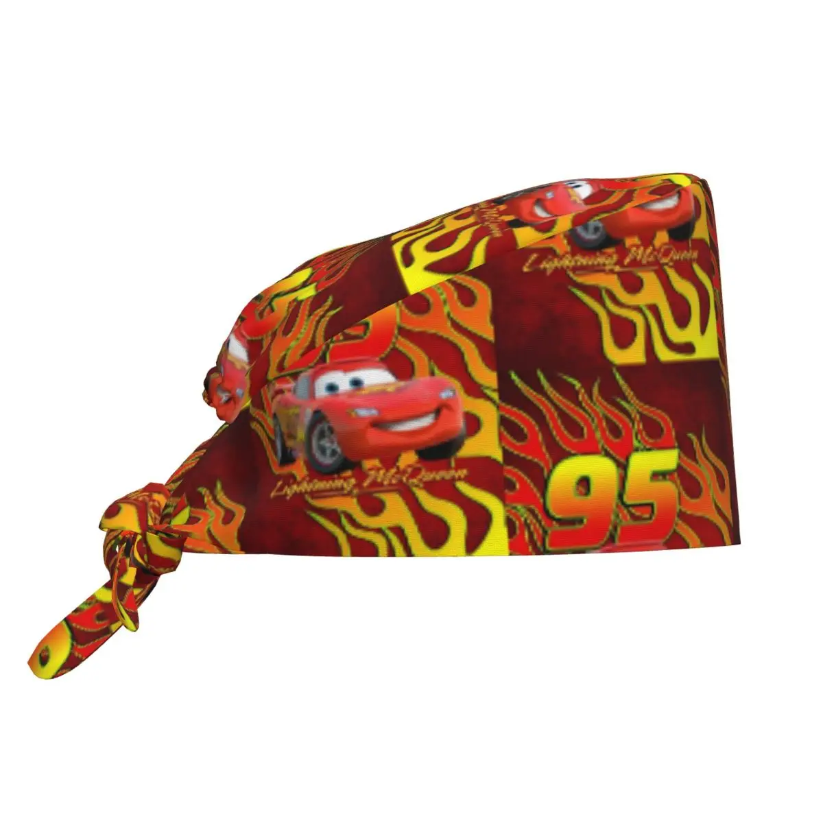 

Custom Lightning McQueen Medical Staff Scrubs Hat Men Women A speeding race car For Chef Hat Scrub Caps
