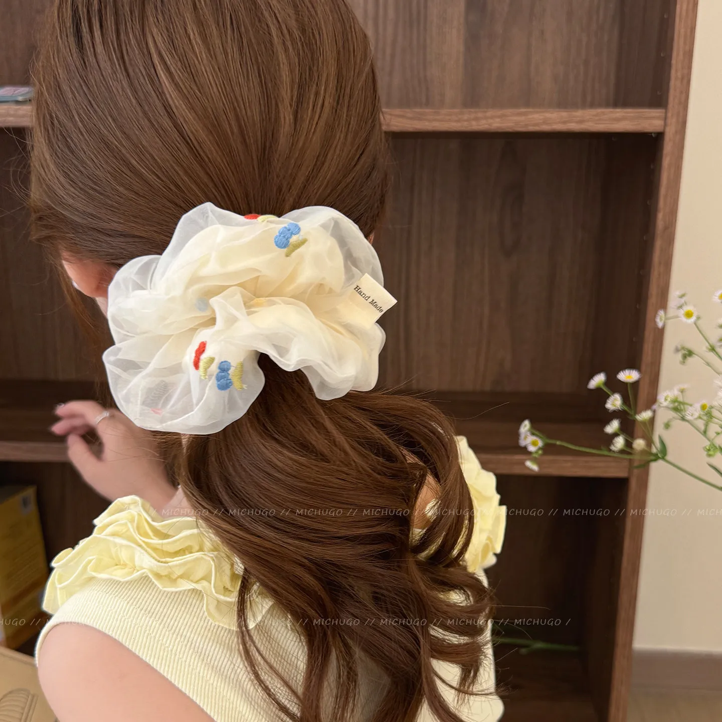 Lace Scrunchie Elastic Hair Tie for Women Ethereal Bohemian Style Soft Non Slip Hair Ring Random Pattern Daily Use