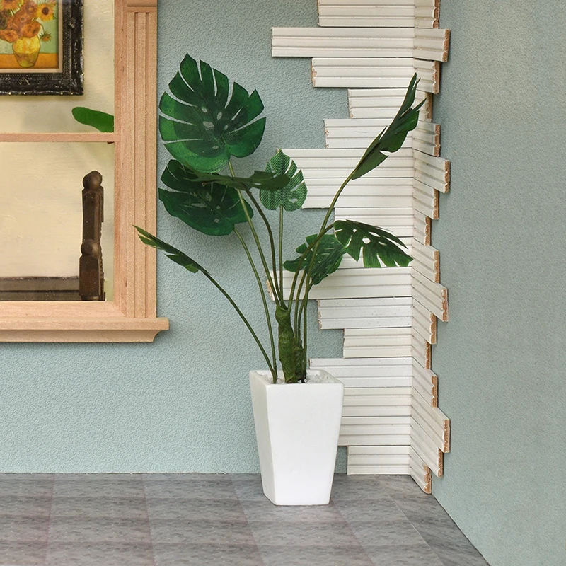 Maceta blanca en miniatura para casa de muñecas, decoración de florero para sala de estar, accesorios de jardín, 1/12