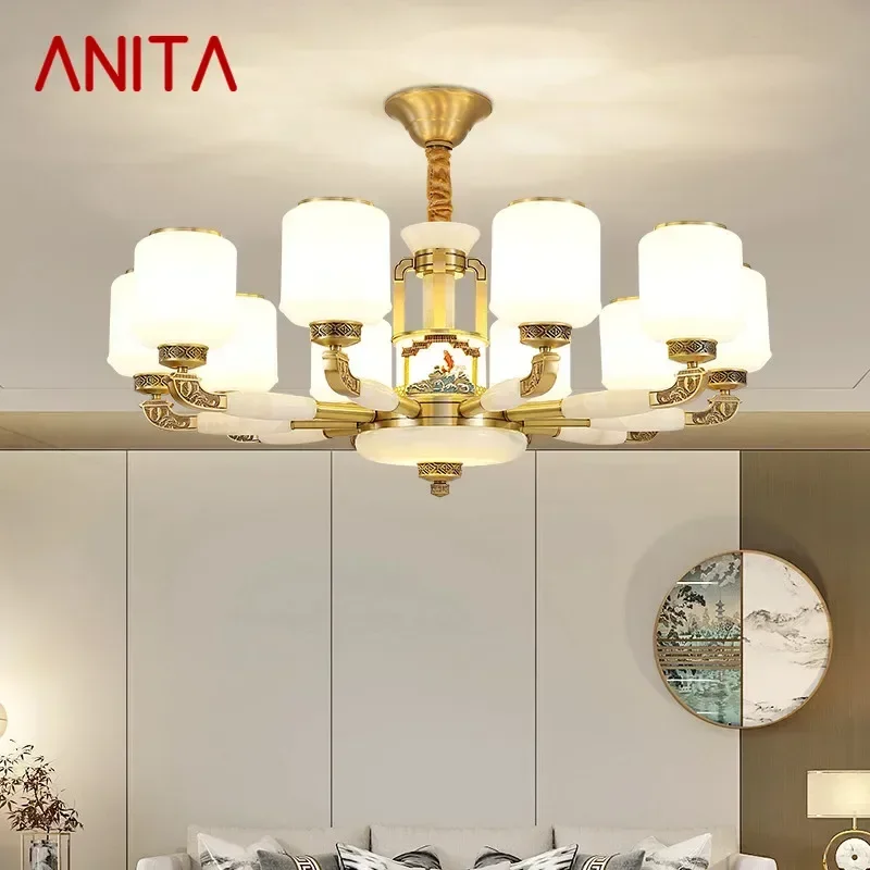 

ANITA Contemporary Luxury Brass Pendent Lamp Chinese style Living Room Dining Room Bedroom Villa Hotel Sample Room Chandelier