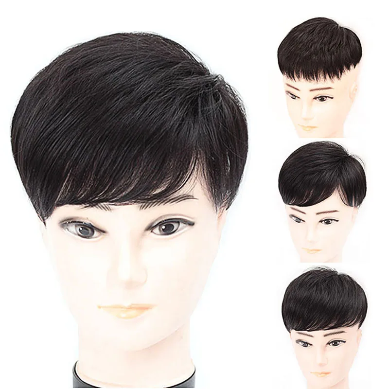 남성용 16x18cm 부분 가발, 탑 헤어 리플레이스먼트 패치, 짧은 인조모 남성용 헤어 리플레이스먼트 패치