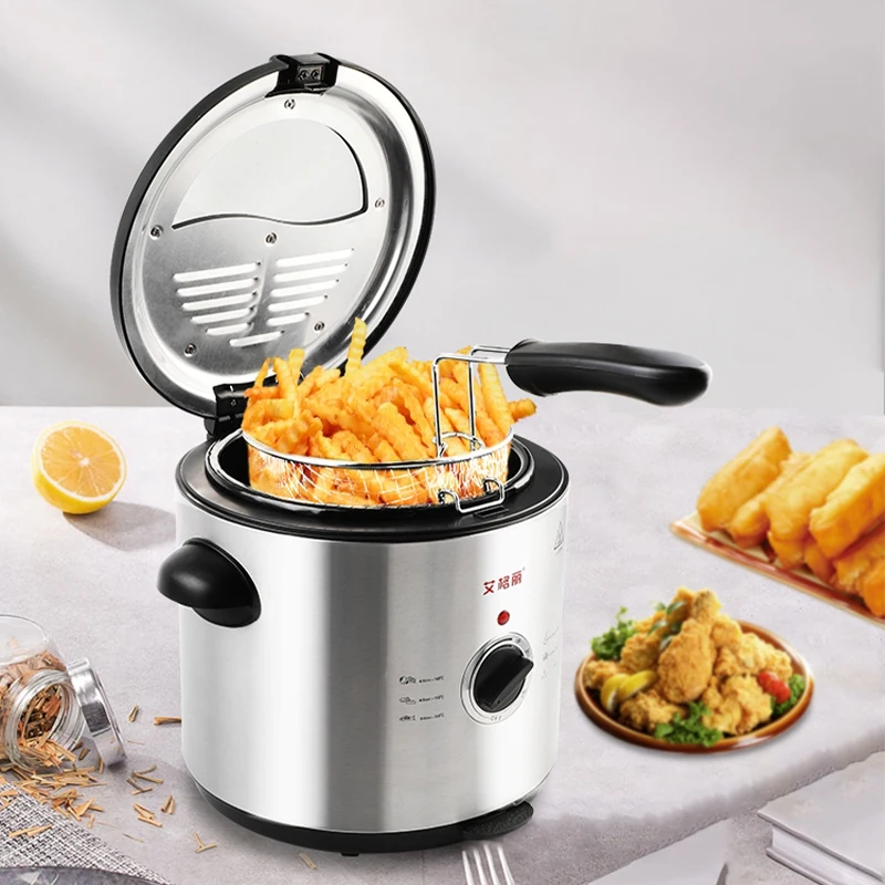 Electric fryer Mini fryer Household small round French fries machine fried chicken wings fryer constant temperature frying stove